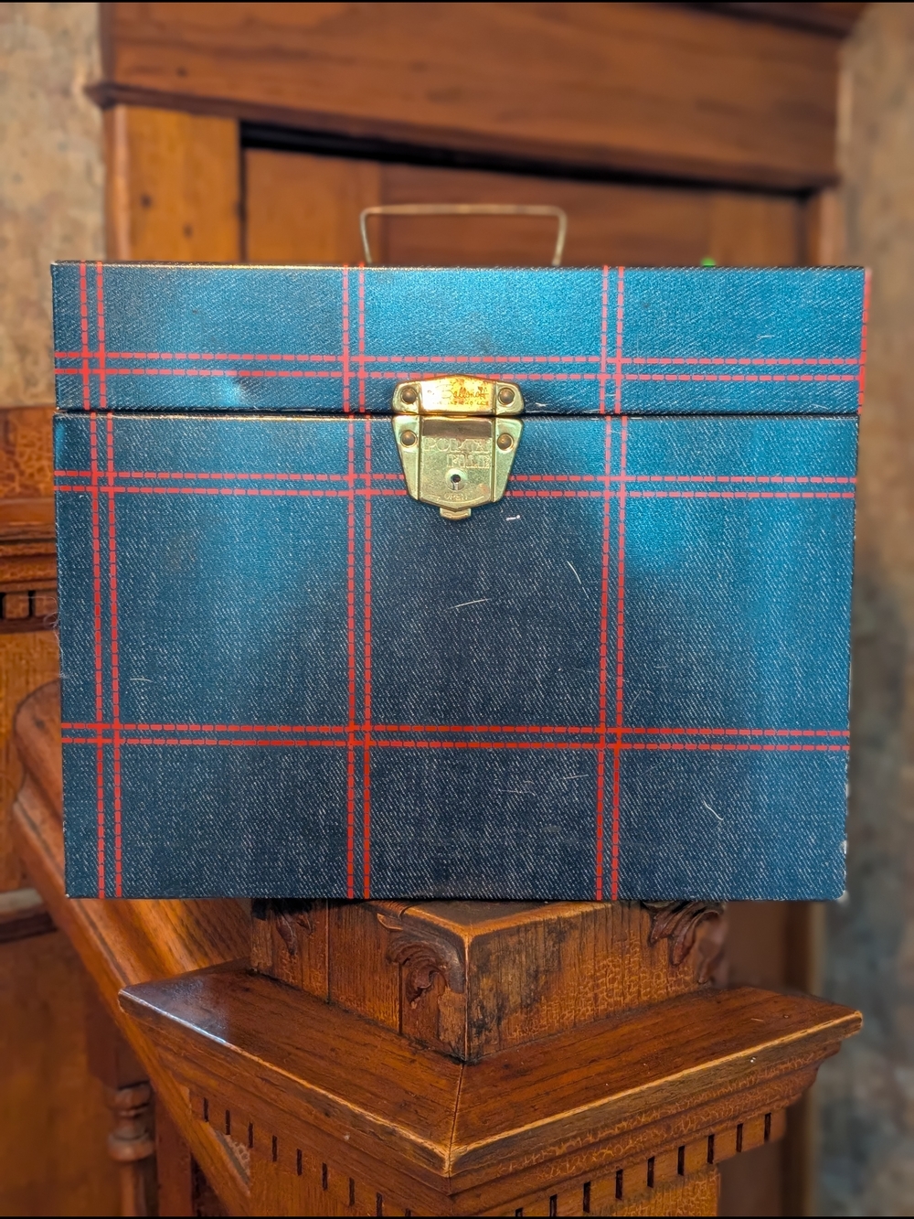 Vintage Ballonoff Porta-File Metal Case Blue Denim Design Mid Century Office